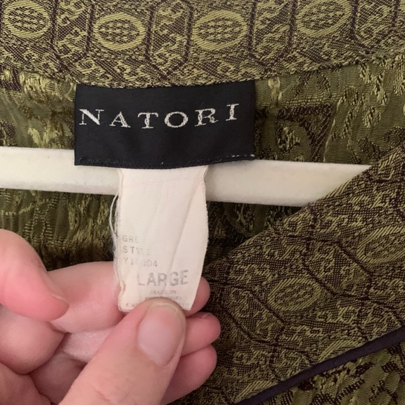 Vintage Natori Large Olive Green Textured Long Dress - Picture 5 of 7